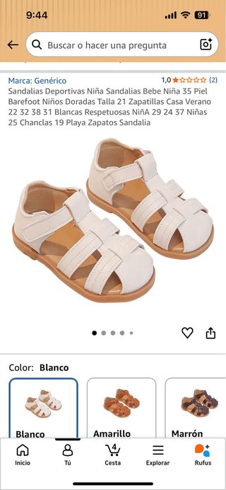 Sandalias Niña Talla 28 Blancas