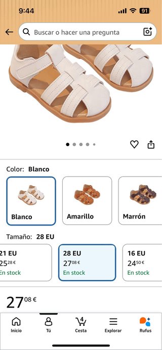Sandalias Niña Talla 28 Blancas