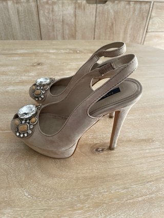 Zapatos Zara Joya Beige Tacon Fiesta