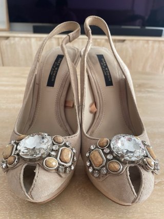 Zapatos Zara Joya Beige Tacon Fiesta