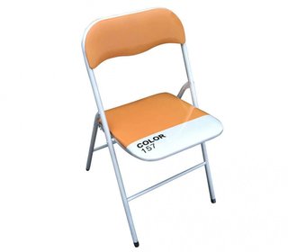 Sedia Pieghevole Arancione PVC Imbottito e Acciaio