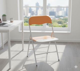 Sedia Pieghevole Arancione PVC Imbottito e Acciaio