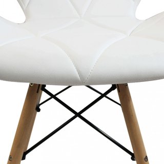 Sedia da Pranzo in Ecopelle Bianca e Gambe Legno