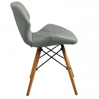 Sedia da Pranzo in Ecopelle Grigio e Gambe Legno
