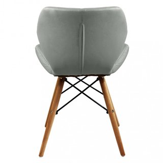 Sedia da Pranzo in Ecopelle Grigio e Gambe Legno