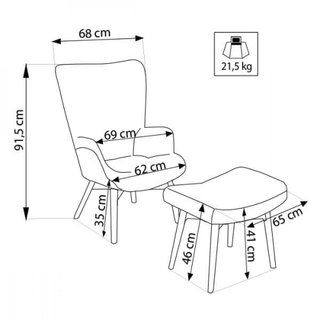 Poltroncina con Poggiapiedi in Tessuto Patchwork