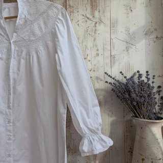 Vestido/Bata vintage con Pechera plisada, algodon