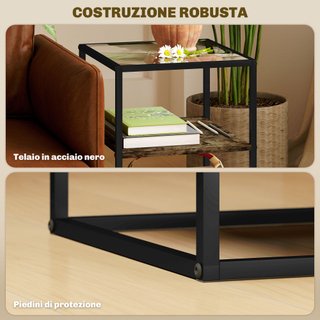 Set 2 Tavolini da Soggiorno a 3 Livelli in Legno