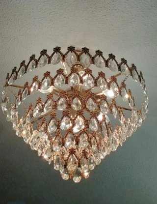 lampara completa de techo de cristal de roca