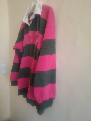 Polo Rugby Benetton Rayas Rosa y Verde Vintage