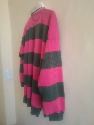 Polo Rugby Benetton Rayas Rosa y Verde Vintage