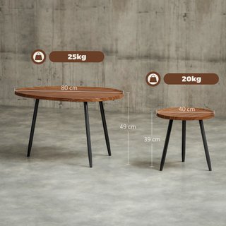 Set 2 Tavolini da Salotto Sovrapponibili in Legno