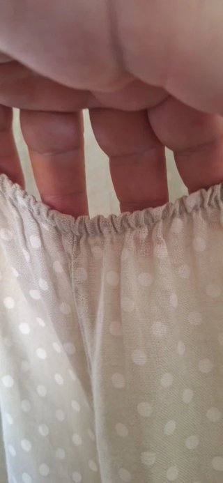 Abito in lino beige pois