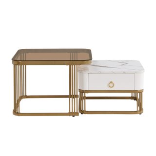 Set Tavolini da Salotto Impilabili Marmo Lucido
