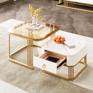 Set Tavolini da Salotto Impilabili Marmo Lucido