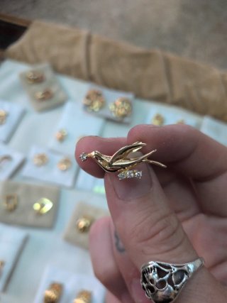 Pendientes Pájaro Oro 18K y Circonitas