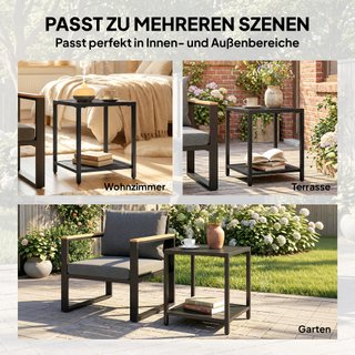 Tavolino da giardino con design a doghe 45x45 cm