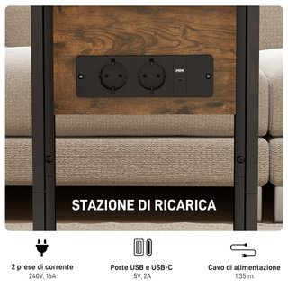 Tavolino da Salotto a C Espandibile 39x29x57 cm