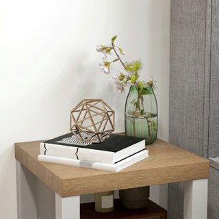 Tavolino Moderno 40x40x40cm Legno Naturale Bianco