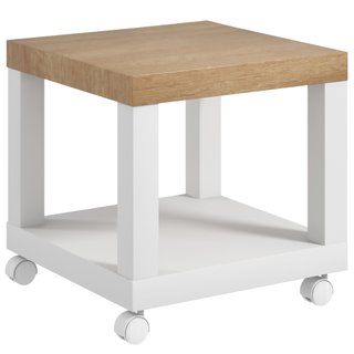 Tavolino Moderno 40x40x40cm Legno Naturale Bianco