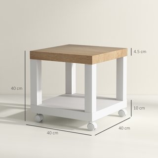Tavolino Moderno 40x40x40cm Legno Naturale Bianco