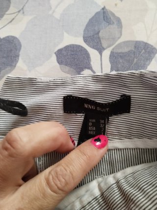 Pantalón Mango Talla XS Cuadros Negro/Gris