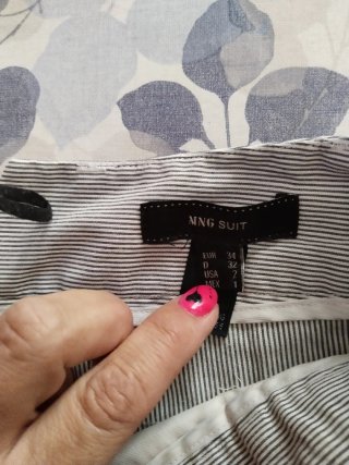 Pantalón Mango Talla XS Cuadros Negro/Gris