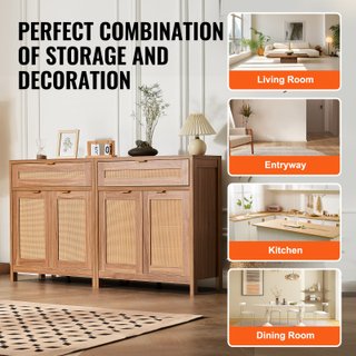 Mobile in Rattan 750x360x860 mm Ripiani Regolabili