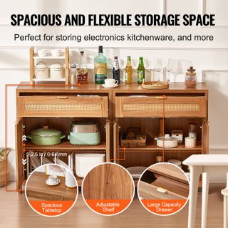 Mobile in Rattan 750x360x860 mm Ripiani Regolabili