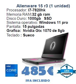 Alienware 15 R3 Intel Core i7 32GB RAM SSD