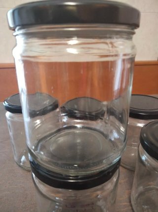 6 Tarros de cristal con tapa negra