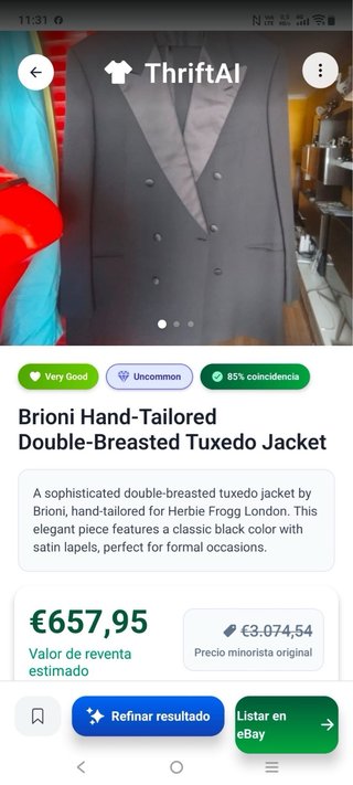 Esmoquin Brioni Hecho a Mano Vintage Negro