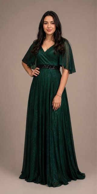 Vestido largo de fiesta verde esmeralda