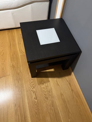 Mesa auxiliar salón madera y cristal