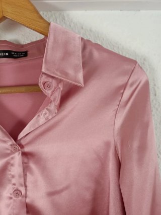 Camisa rosa satinada SHEIN XS