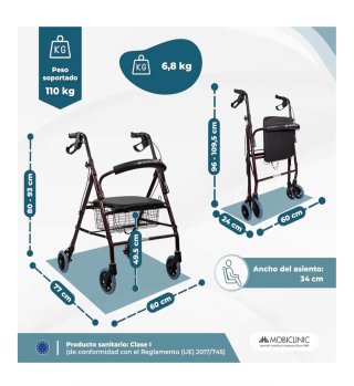 Mobiclinic, Andador para Ancianos, Plegable