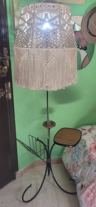 Lámpara de pie vintage macramé con soportes...