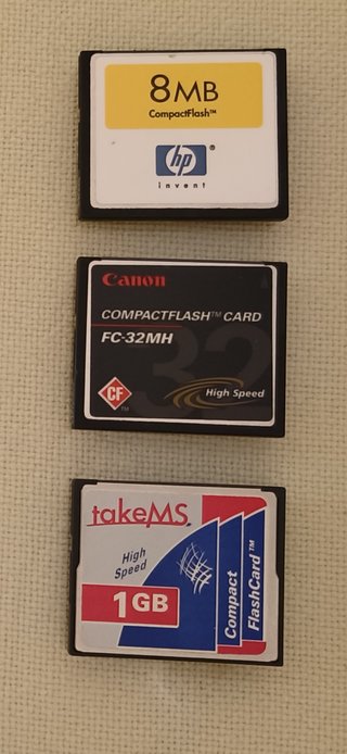 Compact Flash Card lote de 3: 8MB, 32MB y 1GB