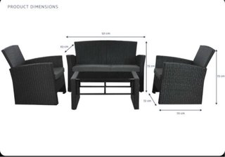 Conjunto Muebles Jardín Ratán Negro