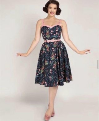 Vestido Pin-up Azul y Rosa Estampado
