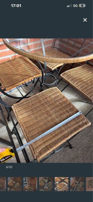 Conjunto mesa y sillas terraza cristal