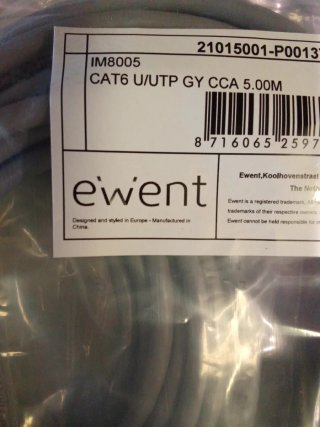 Cable Red Cat6 U/UTP GY CCA 5m Ewent