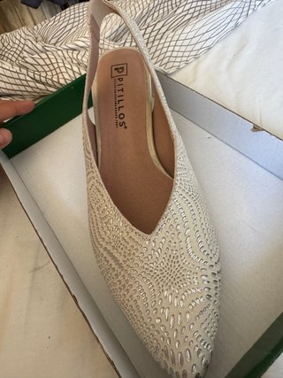 Zapatos Pitillos boda beige/plata
