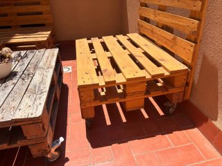 Conjunto Terraza Palets Madera y Metal