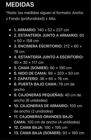 Habitación juvenil completa en muy buen estado