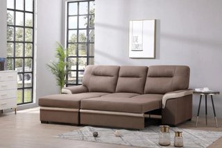 sofa cama chaise longue marrón FARRAR