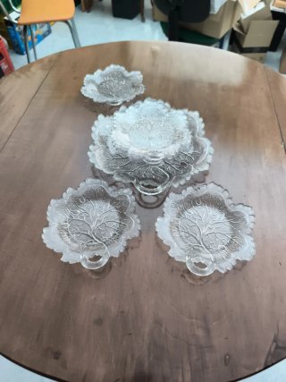 Juego de merienda HOJA DE PARRA, cristal Cartagena