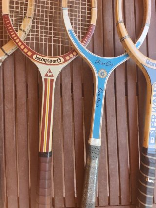 Raquetas tenis madera colección decoración vintage