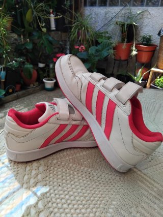 Zapatillas Adidas Mujer Velcro Blancas Rosas