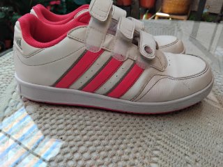 Zapatillas Adidas Mujer Velcro Blancas Rosas